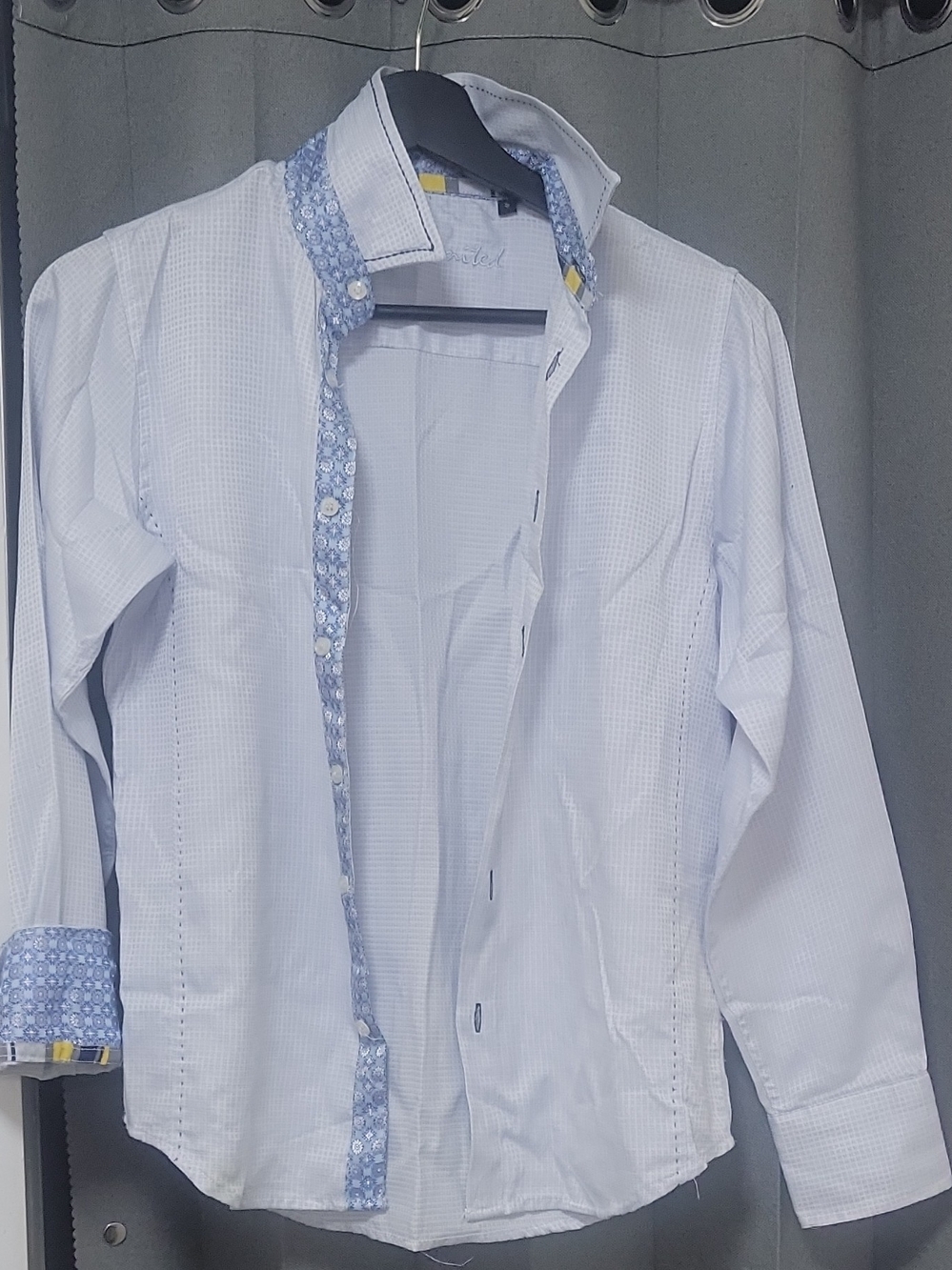 191 Unlimited Light Blue Dress Shirt with Patterned Trim
